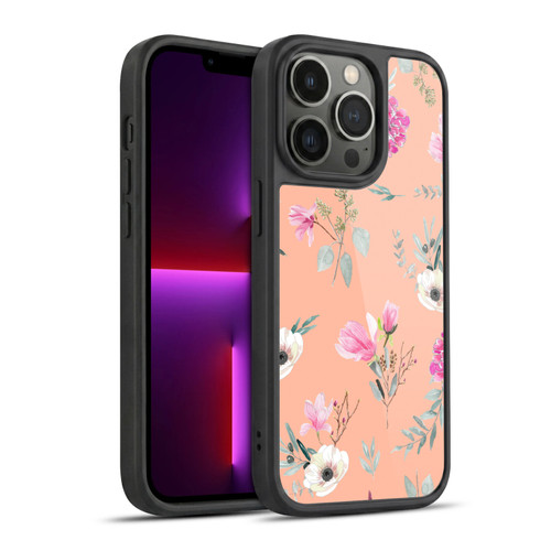 Anis Illustration Flower Pattern 2 Peach Gel Armour Case For Apple iPhone 13 Pro