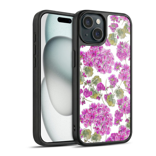 Anis Illustration Flower Pattern 2 Purple Gel Armour Case For Apple iPhone 15