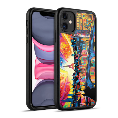 Michael David Ward Psychedelic Art Midnight Cat In Paris Gel Armour Case For Apple iPhone 11