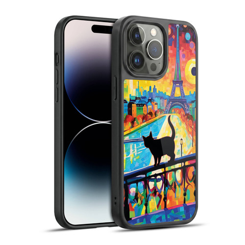 Michael David Ward Psychedelic Art Cat In Midnight Paris Gel Armour Case For Apple iPhone 14 Pro Max