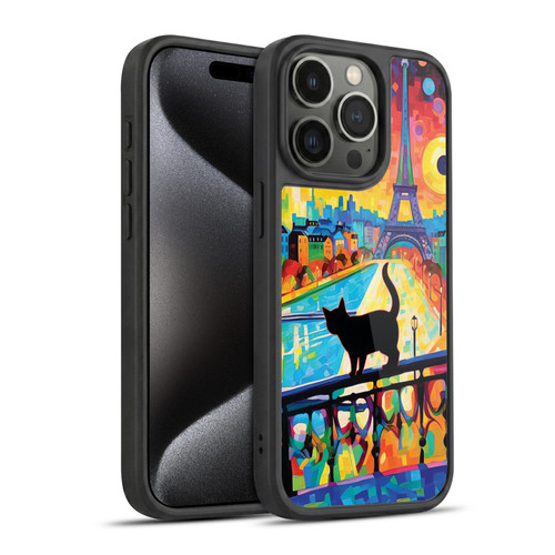 Michael David Ward Psychedelic Art Cat In Midnight Paris Gel Armour Case For Apple iPhone 15 Pro