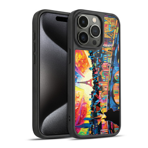 Michael David Ward Psychedelic Art Midnight Cat In Paris Gel Armour Case For Apple iPhone 15 Pro