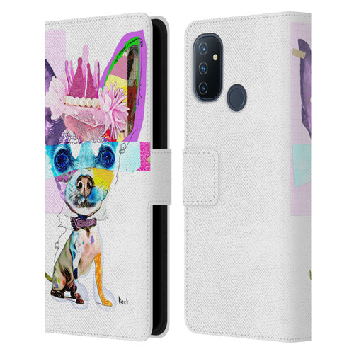 Michel Keck Animal Collage Chihuahua Leather Book Wallet Case Cover For OnePlus Nord N100