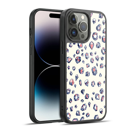 Micklyn Le Feuvre Patterns Navy and Coral Crystals Gel Armour Case For Apple iPhone 14 Pro Max