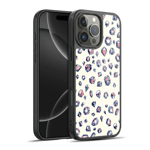 Micklyn Le Feuvre Patterns Navy and Coral Crystals Gel Armour Case For Apple iPhone 16 Pro Max
