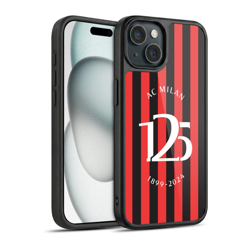 AC Milan 125th Anniversary Red And Black Stripes Gel Armour Case For Apple iPhone 15