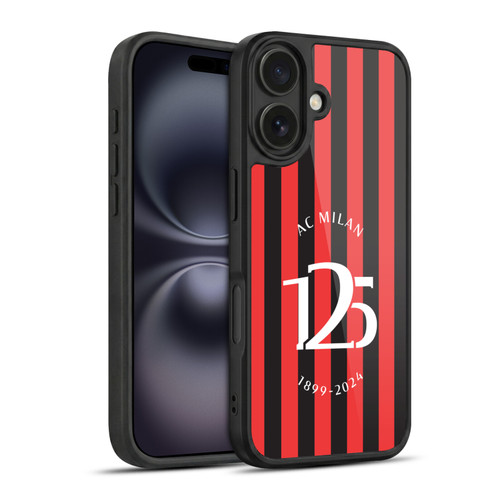 AC Milan 125th Anniversary Red And Black Stripes Gel Armour Case For Apple iPhone 16
