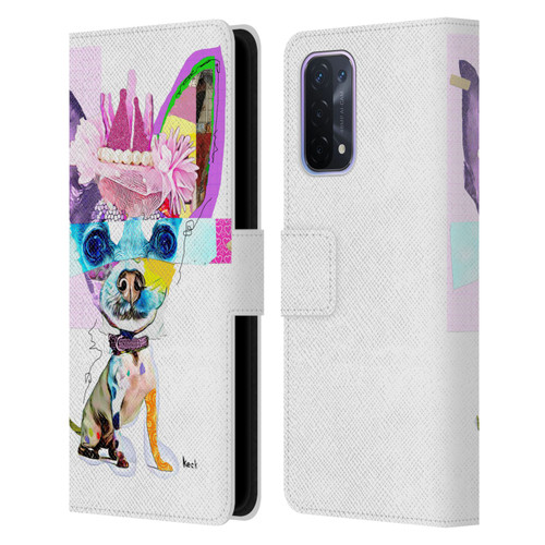 Michel Keck Animal Collage Chihuahua Leather Book Wallet Case Cover For OPPO A54 5G