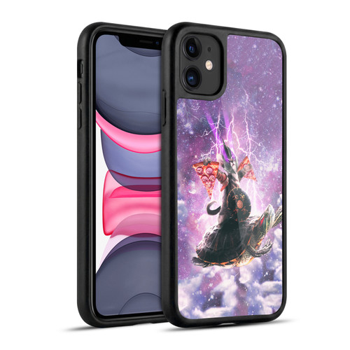 Random Galaxy Space Pizza Ride Lazer Cat Riding Turtle Gel Armour Case For Apple iPhone 11