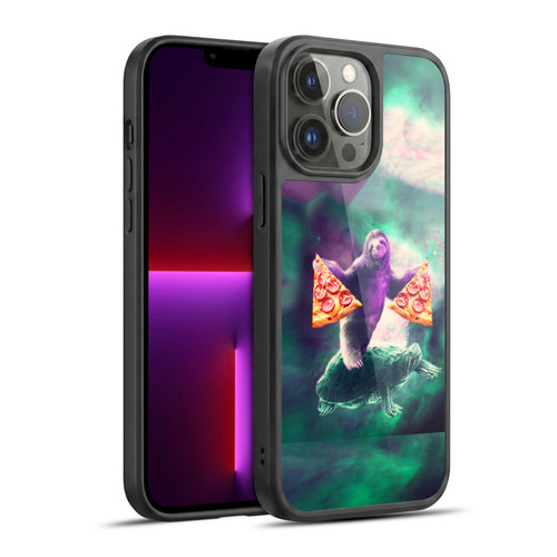 Random Galaxy Space Pizza Ride Sloth Riding Turtle Gel Armour Case For Apple iPhone 13 Pro Max