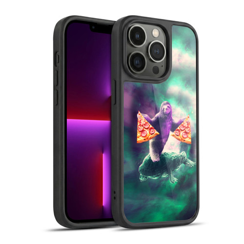Random Galaxy Space Pizza Ride Sloth Riding Turtle Gel Armour Case For Apple iPhone 13 Pro