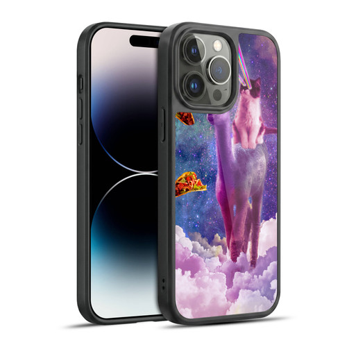 Random Galaxy Space Pizza Ride Lazer Cat Riding Llama Gel Armour Case For Apple iPhone 14 Pro Max
