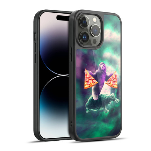 Random Galaxy Space Pizza Ride Sloth Riding Turtle Gel Armour Case For Apple iPhone 14 Pro Max