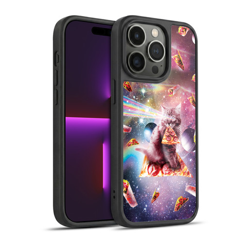 Random Galaxy Space Pizza Ride Outer Space Lazer Cat Gel Armour Case For Apple iPhone 14 Pro