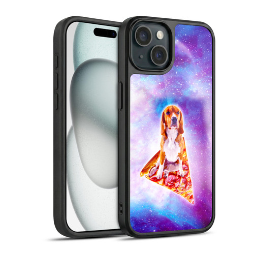 Random Galaxy Space Pizza Ride Blue Galaxy Dog Gel Armour Case For Apple iPhone 15