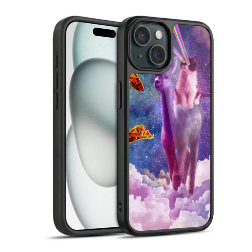 Random Galaxy Space Pizza Ride Lazer Cat Riding Llama Gel Armour Case For Apple iPhone 15