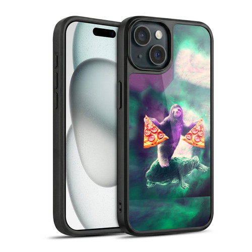 Random Galaxy Space Pizza Ride Sloth Riding Turtle Gel Armour Case For Apple iPhone 15