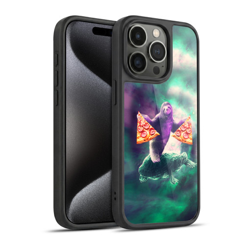 Random Galaxy Space Pizza Ride Sloth Riding Turtle Gel Armour Case For Apple iPhone 15 Pro