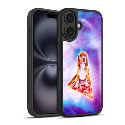 Random Galaxy Space Pizza Ride Blue Galaxy Dog Gel Armour Case For Apple iPhone 16
