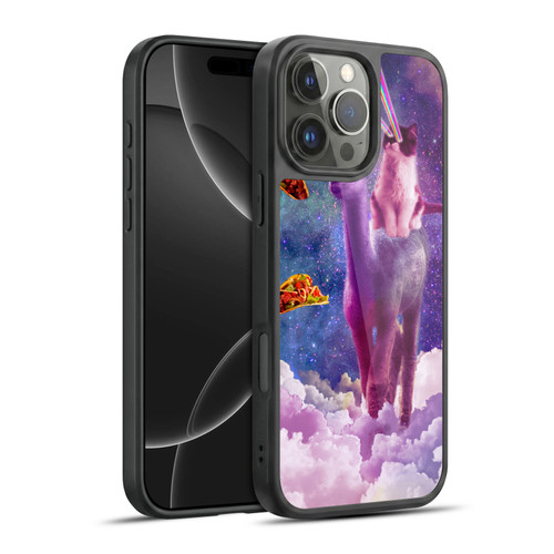 Random Galaxy Space Pizza Ride Lazer Cat Riding Llama Gel Armour Case For Apple iPhone 16 Pro Max