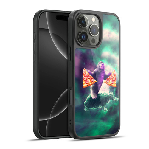 Random Galaxy Space Pizza Ride Sloth Riding Turtle Gel Armour Case For Apple iPhone 16 Pro Max