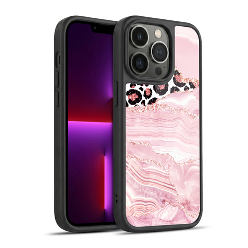 UtArt Wild Cat Marble Pink Glitter Gel Armour Case For Apple iPhone 13 Pro
