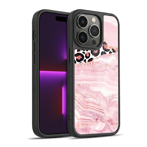 UtArt Wild Cat Marble Pink Glitter Gel Armour Case For Apple iPhone 14 Pro