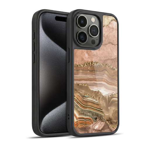 UtArt Wild Cat Marble Beige Gold Gel Armour Case For Apple iPhone 15 Pro