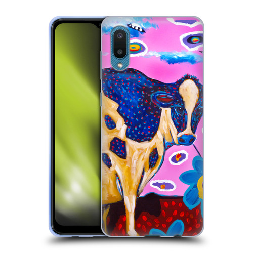 Mad Dog Art Gallery Animals Pink Cow Soft Gel Case for Samsung Galaxy A02/M02 (2021)