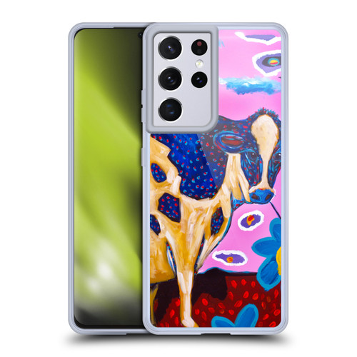Mad Dog Art Gallery Animals Pink Cow Soft Gel Case for Samsung Galaxy S21 Ultra 5G & MagSafe