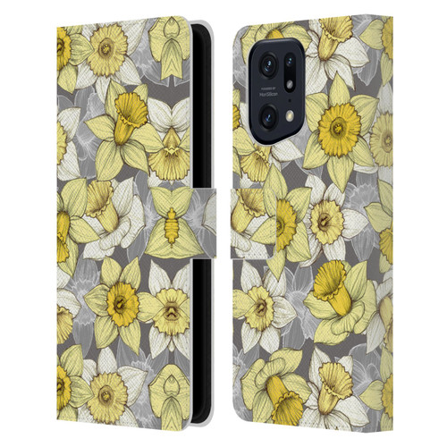 Micklyn Le Feuvre Florals Daffodil Daze Leather Book Wallet Case Cover For OPPO Find X5 Pro