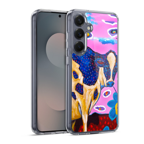 Mad Dog Art Gallery Animals Pink Cow Soft Gel Case for Samsung Galaxy S25 & MagSafe