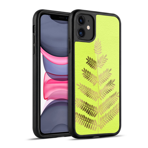 Cat Coquillette Nature Leaflets Yellow Gel Armour Case For Apple iPhone 11