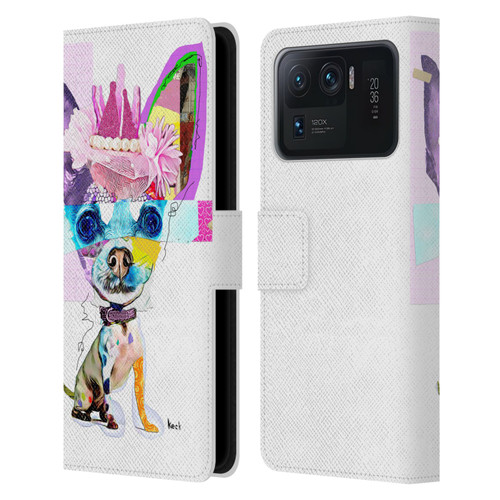 Michel Keck Animal Collage Chihuahua Leather Book Wallet Case Cover For Xiaomi Mi 11 Ultra
