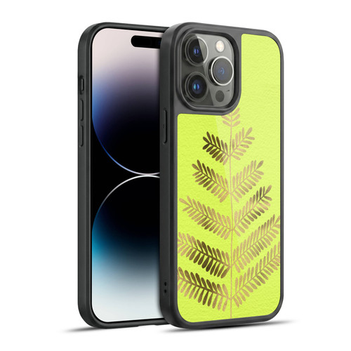 Cat Coquillette Nature Leaflets Yellow Gel Armour Case For Apple iPhone 14 Pro Max