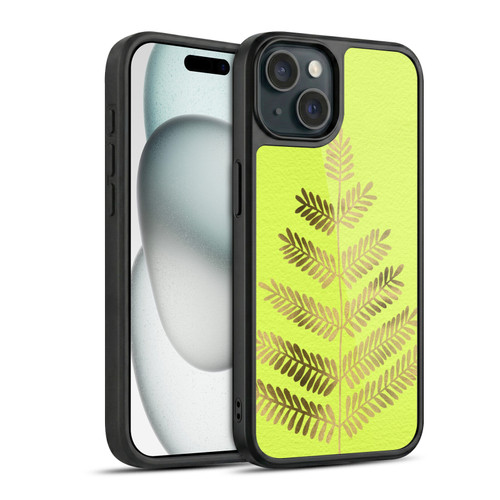 Cat Coquillette Nature Leaflets Yellow Gel Armour Case For Apple iPhone 15