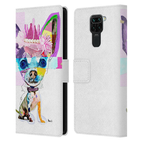 Michel Keck Animal Collage Chihuahua Leather Book Wallet Case Cover For Xiaomi Redmi Note 9 / Redmi 10X 4G