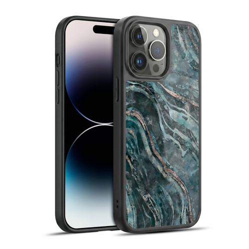 LebensArt Gemstone Marble Dark Teal Glamour Gel Armour Case For Apple iPhone 14 Pro Max