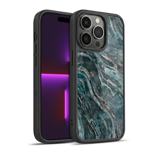 LebensArt Gemstone Marble Dark Teal Glamour Gel Armour Case For Apple iPhone 14 Pro