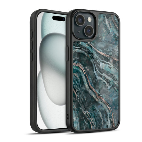 LebensArt Gemstone Marble Dark Teal Glamour Gel Armour Case For Apple iPhone 15