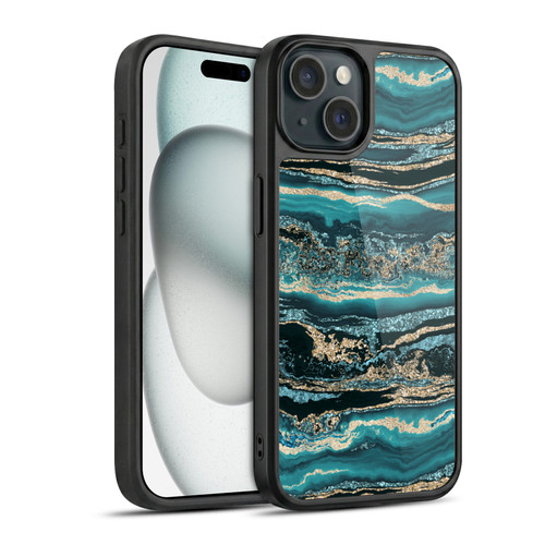 LebensArt Gemstone Marble Luxury Turquoise Gel Armour Case For Apple iPhone 15