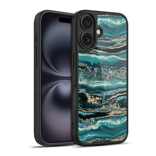 LebensArt Gemstone Marble Luxury Turquoise Gel Armour Case For Apple iPhone 16