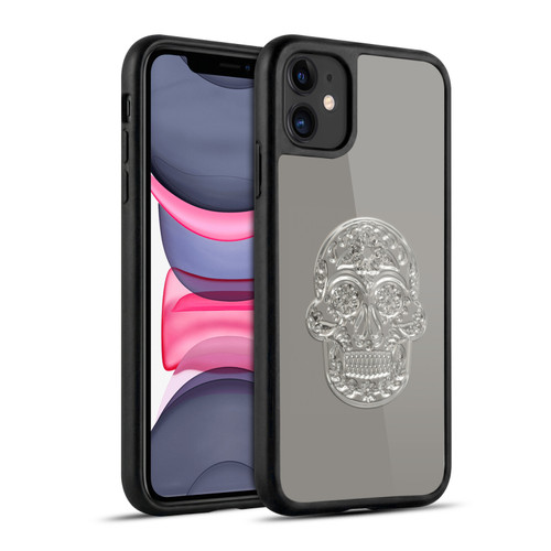 LebensArt Pastels Silver Skull Gel Armour Case For Apple iPhone 11