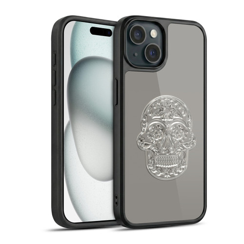 LebensArt Pastels Silver Skull Gel Armour Case For Apple iPhone 15