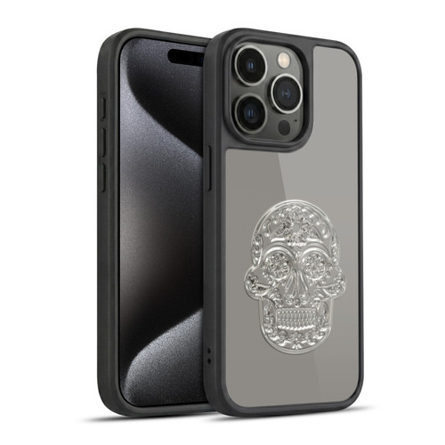 LebensArt Pastels Silver Skull Gel Armour Case For Apple iPhone 15 Pro