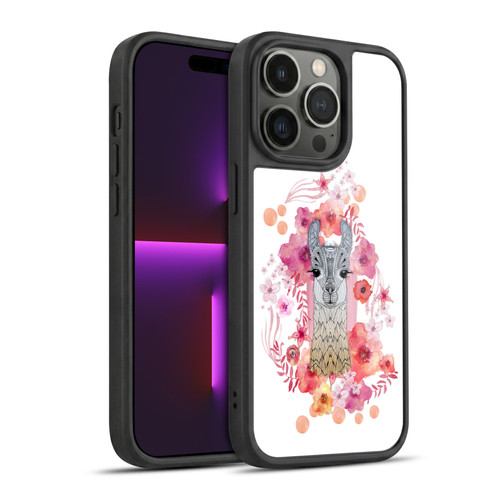 Monika Strigel Animals And Flowers Baby Llama Gel Armour Case For Apple iPhone 14 Pro