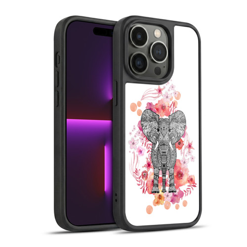 Monika Strigel Animals And Flowers Elephant Aztec Gel Armour Case For Apple iPhone 14 Pro
