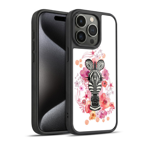 Monika Strigel Animals And Flowers Zebra Gel Armour Case For Apple iPhone 15 Pro