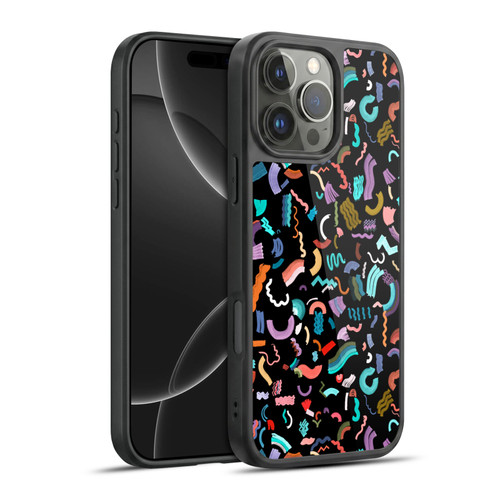 Ninola Patterns Cute Curly Shapes Black Gel Armour Case For Apple iPhone 16 Pro Max