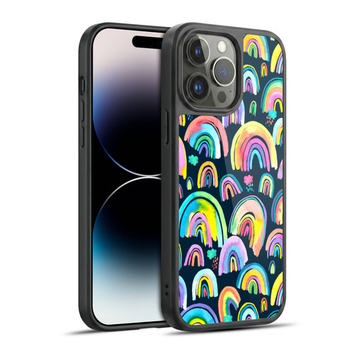 Ninola Patterns 4 New Rainbows Navy Multi Gel Armour Case For Apple iPhone 14 Pro Max
